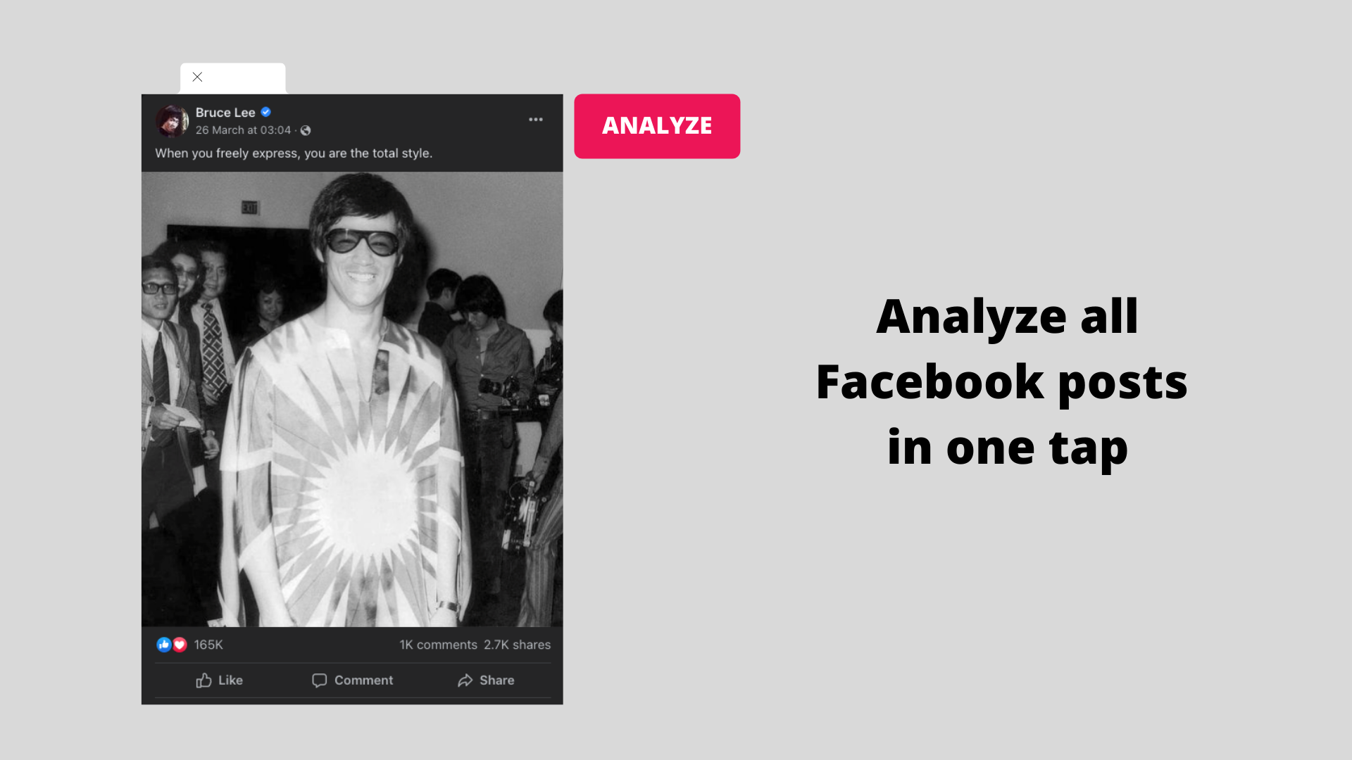 Analyze all Facebook posts in one tap